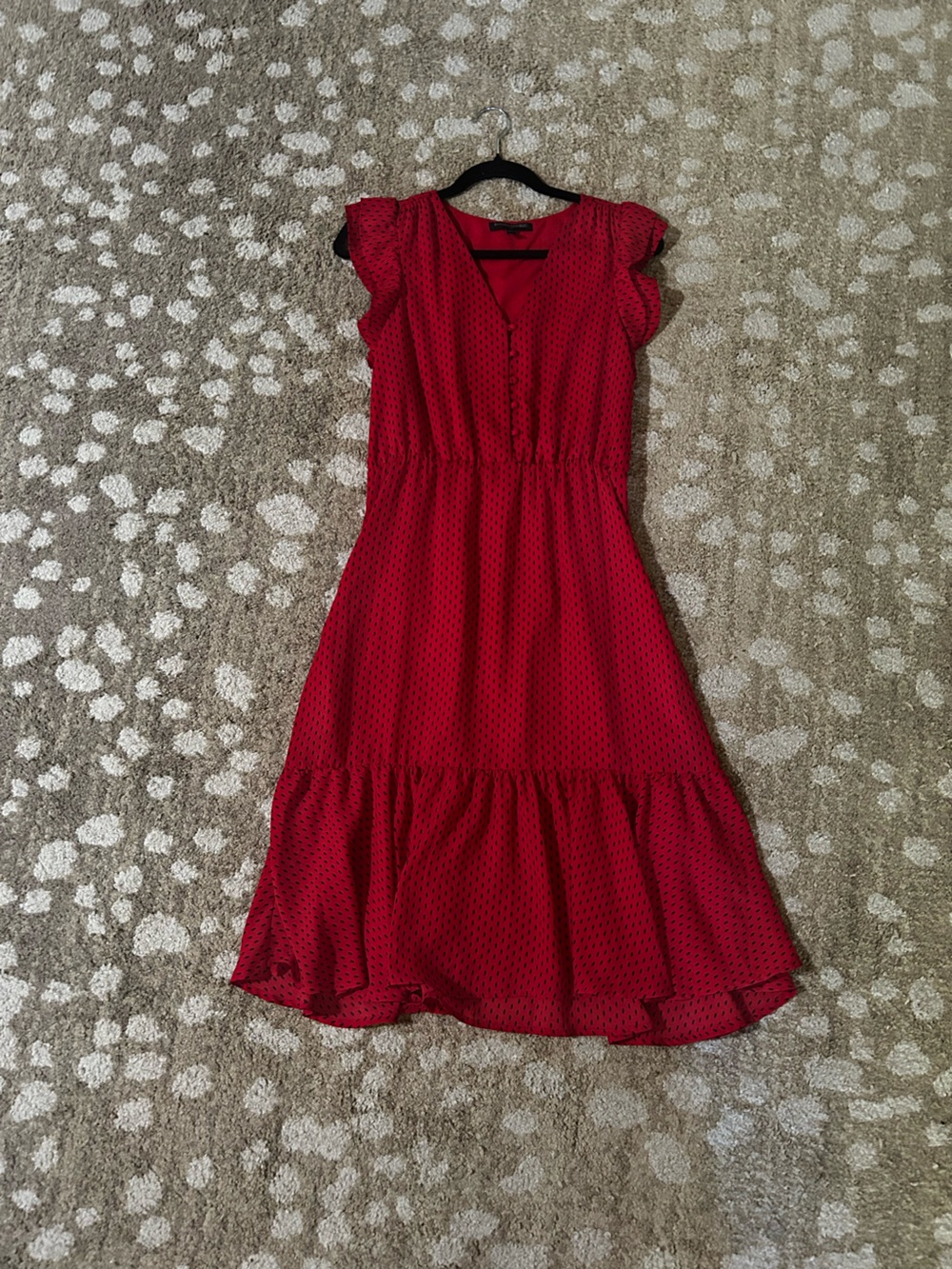 Banana Republic Red Dress with Black Polka Dots